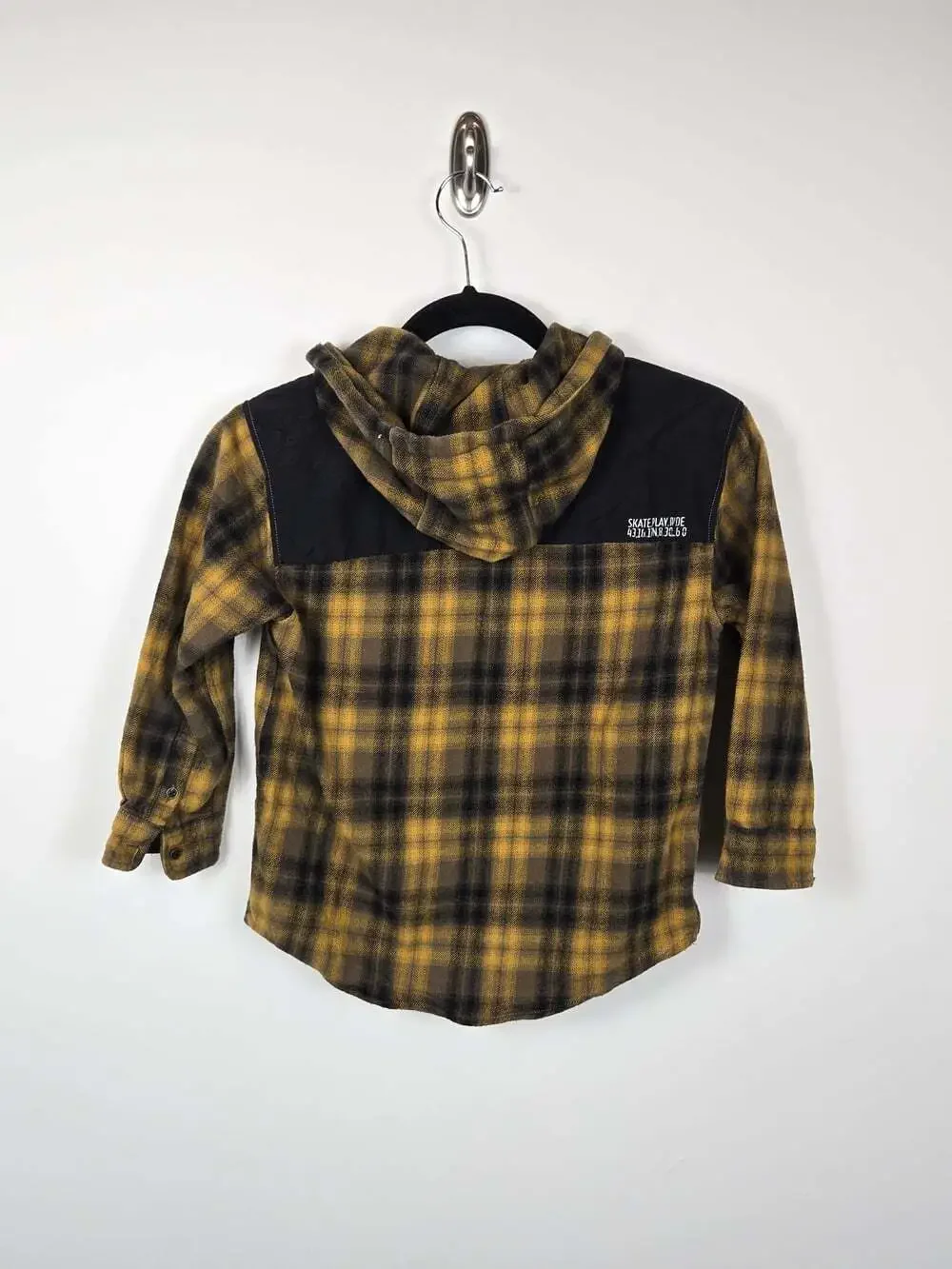 Kids Yellow & Black Plaid Hooded Shirt - Unbranded